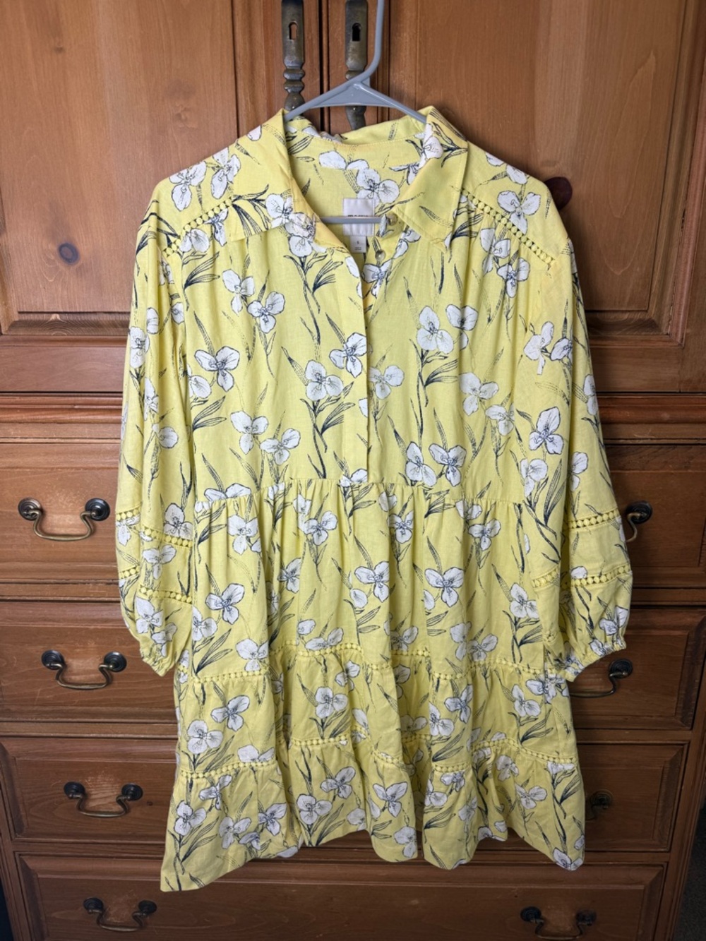 Anthropologie Maeve Yellow Floral Long Sleeve Dress